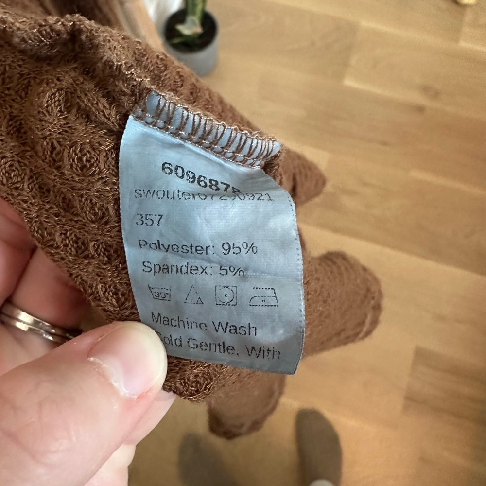 Brown waffle Knit Cardigan - Picture 3 of 5